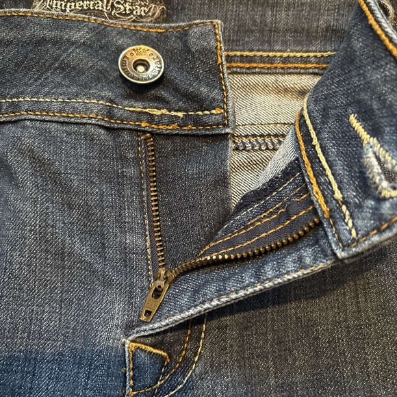 Imperial Star Distressed Flare Jeans in Dark Blue - Picture 3 of 6